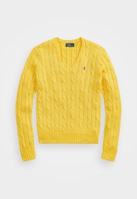 CABLE KNIT COTTON V NECK SWEATER - Pullover - trainer yellow