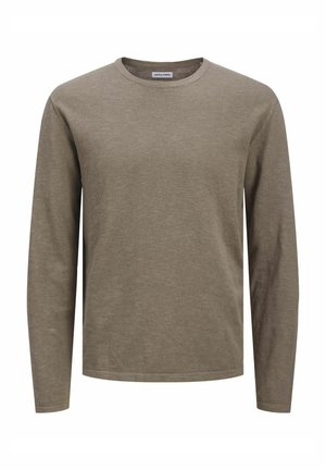 Langermet skjorte i dempet olivengrønn, laget av myk stoff med rund hals og rene sømmer, med et enkelt, klassisk design.