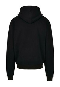 Sort hættebluse med en afslappet pasform, ribbede ærmer og kant. Blød tekstur, minimalistisk design og ingen synlige logoer eller mønstre.