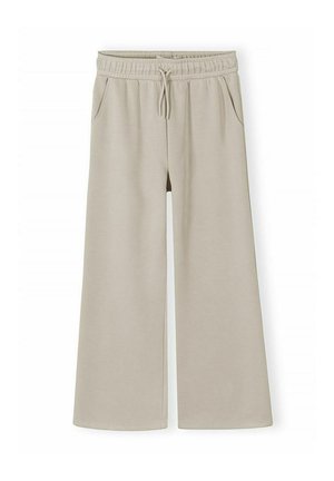 Beige vidde bukser med elastisk talje og snor, forlommer, lavet af blødt stof.