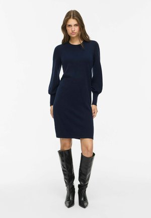 VILA, VIKERRY O-NECK KNIT DRESS - NOOS - Robe pull - navy blazer