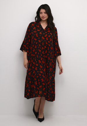 Kaffe Curve KCKERRY AMI - Day dress - black red flower print