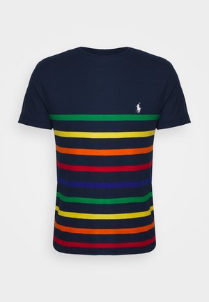 CUSTOM SLIM FIT STRIPED JERSEY T-SHIRT - T-shirt imprimé - newport navy/multi