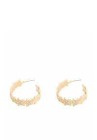 Cercei din aur cu un model de stea și pietre transparente. Cerceii sunt segmentați și au o finisare lucioasă pentru un plus de strălucire.