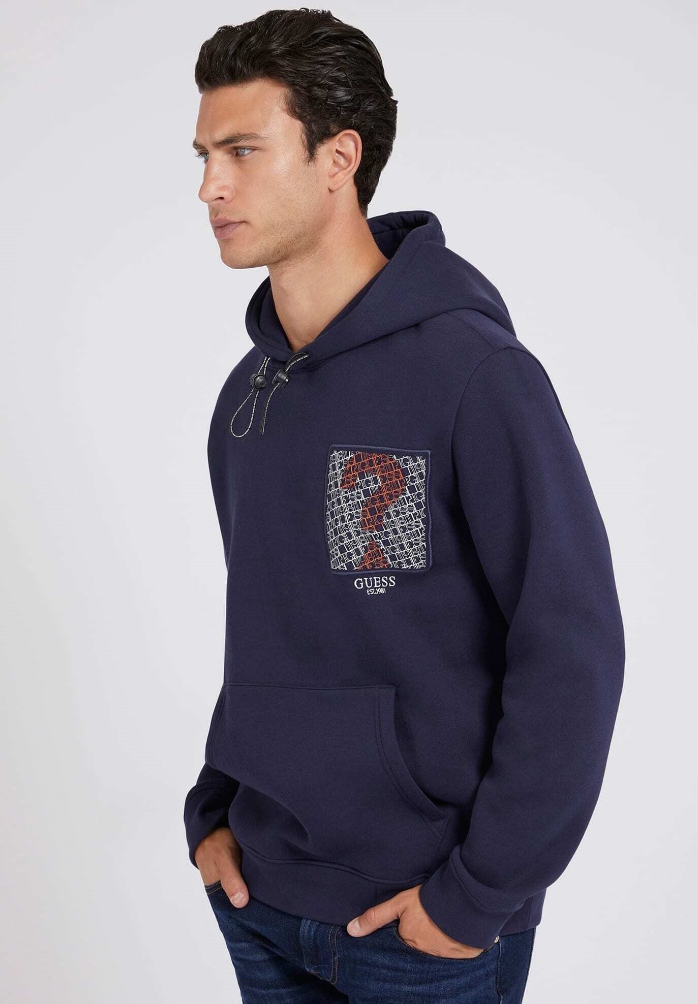 Guess FRONT-PATCH - Hoodie - blau/blue 