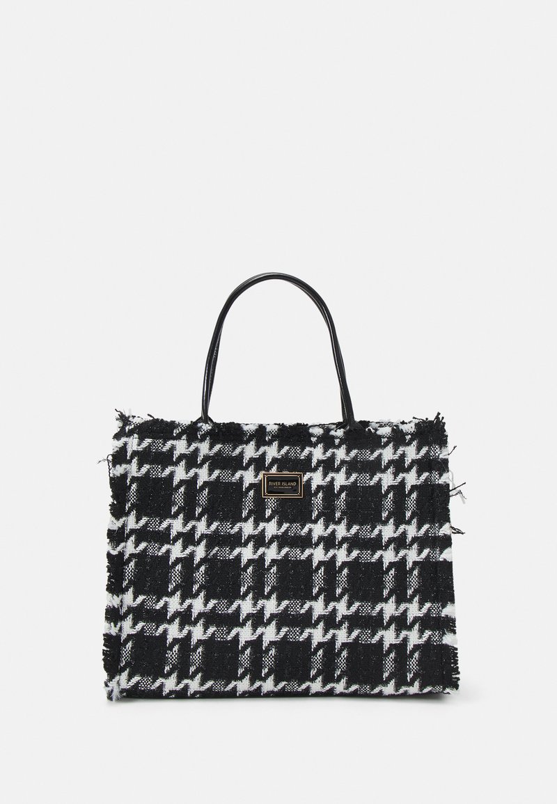 River Island DOGTOOTH SQUARE SHOPPER Tote bag black Zalando.co.uk