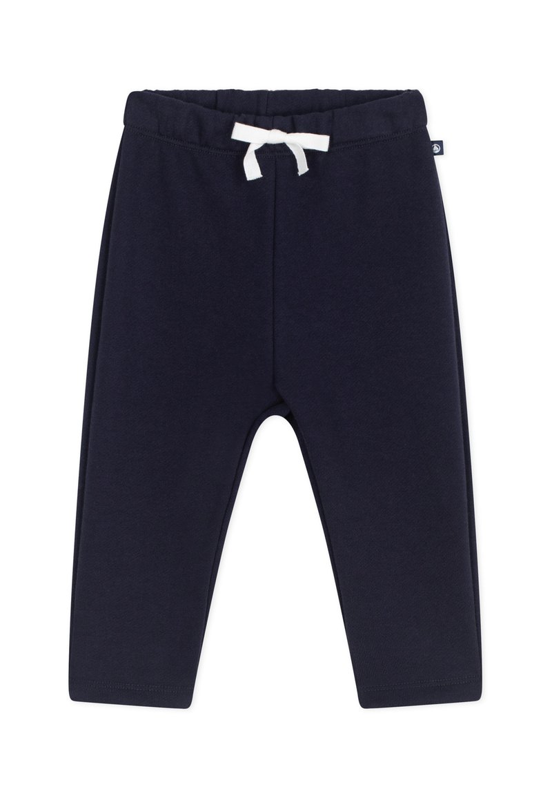 Μπλε ναυτικό βαμβακερό παντελόνι jogger με ελαστική ζώνη μέσης και λ ευκό κορδόνι. Διαθέτει στενή εφαρμογή και δεν έχει εμφανείς τσέπες.