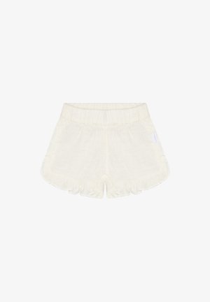 Linnen shorts in off-white met een zachte textuur, voorzien van een gerimpelde zoom en een elastische tailleband voor comfort.