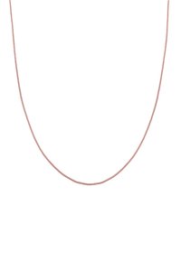 Rose gold metal kædedesign i en tynd, rund form; glat tekstur; har en delikat, ensartet længde og minimalistisk stil.