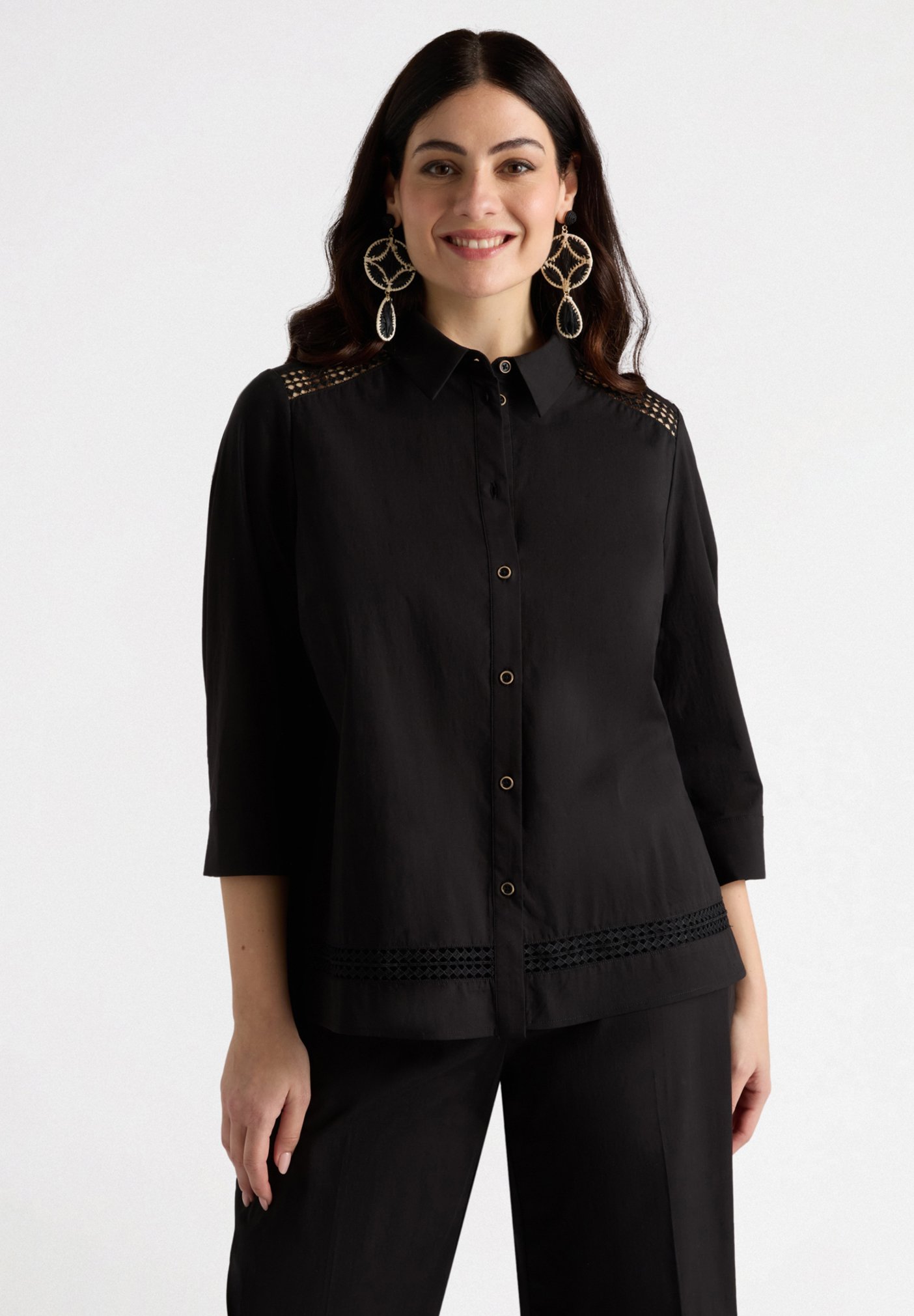 Camicia Donna Blusa Monospalla Elegante Fiorella Rubino Camicia Nero
