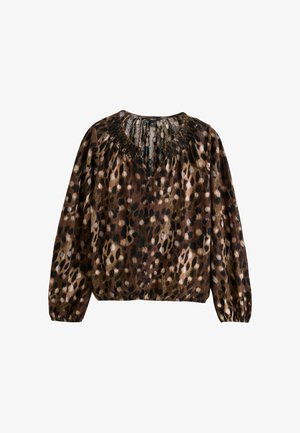 Next, REGULAR FIT - LONG SLEEVE NOTCH NECK TOP - Pluus - animal print