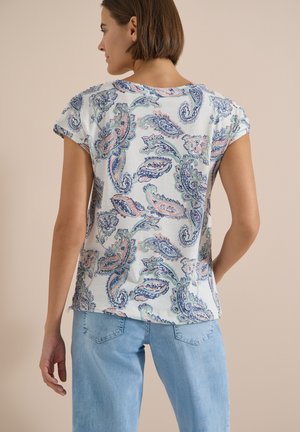 Cecil, KURZARM SHIRT MIT BOAT NECK UND RAFFUNG - T-shirt imprimé - vanilla white