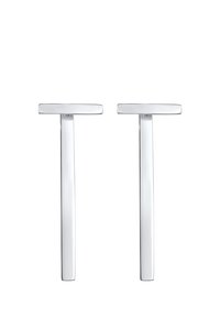 Sølvfarvede manchetknapper med et minimalistisk T-formet design. Glat, poleret overflade med en strømlinet rektangulært silhuet.
