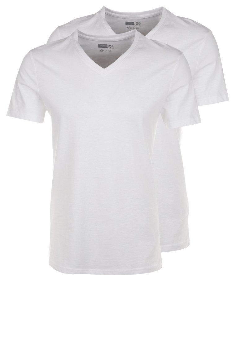 Pier One 2 PACK T shirts whitehvit Zalando.no Pier One 2 PACK - T-shirts - white