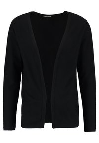 Svart öppen långärmad cardigan med en enkel, utan krage design och rak nederkant.