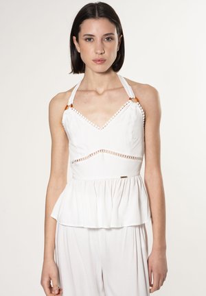 NECKHOLDER TRIMMED - Blouse - white