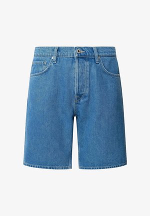 Farkkushortsit keskisinisessä, joissa on klassinen viiden taskun muotoilu, suorat lahkeet ja ommeltu helma. Valmistettu pehmeästä ja kevyestä farkkukankaasta.