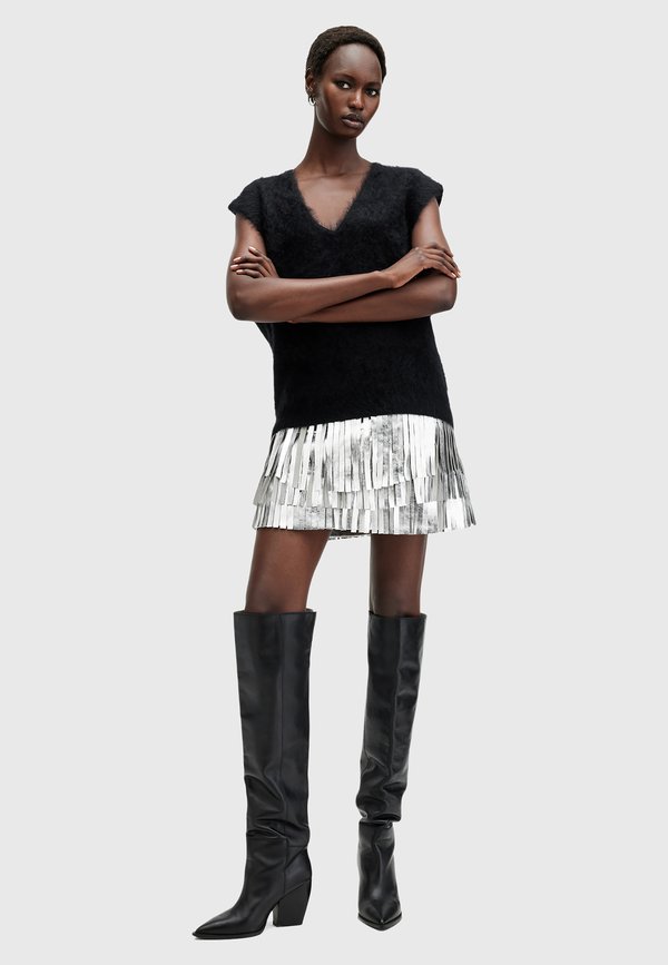 AISHA FOIL  - Leather skirt3