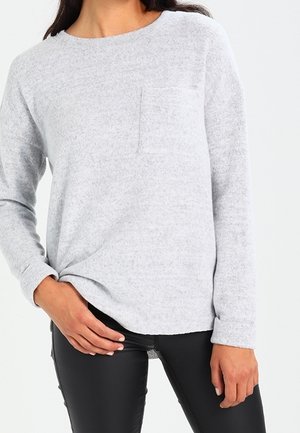 Striktrøje - mottled light grey