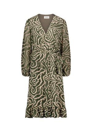 Cartoon, CARTOON MIT MUSTER CHIFFONKLEID - Robe de jour - khaki/cream