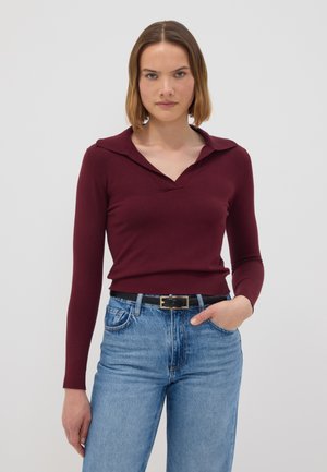 OVS, POLO-COLLAR TOP, REGULAR FIT - Jumper - claret red