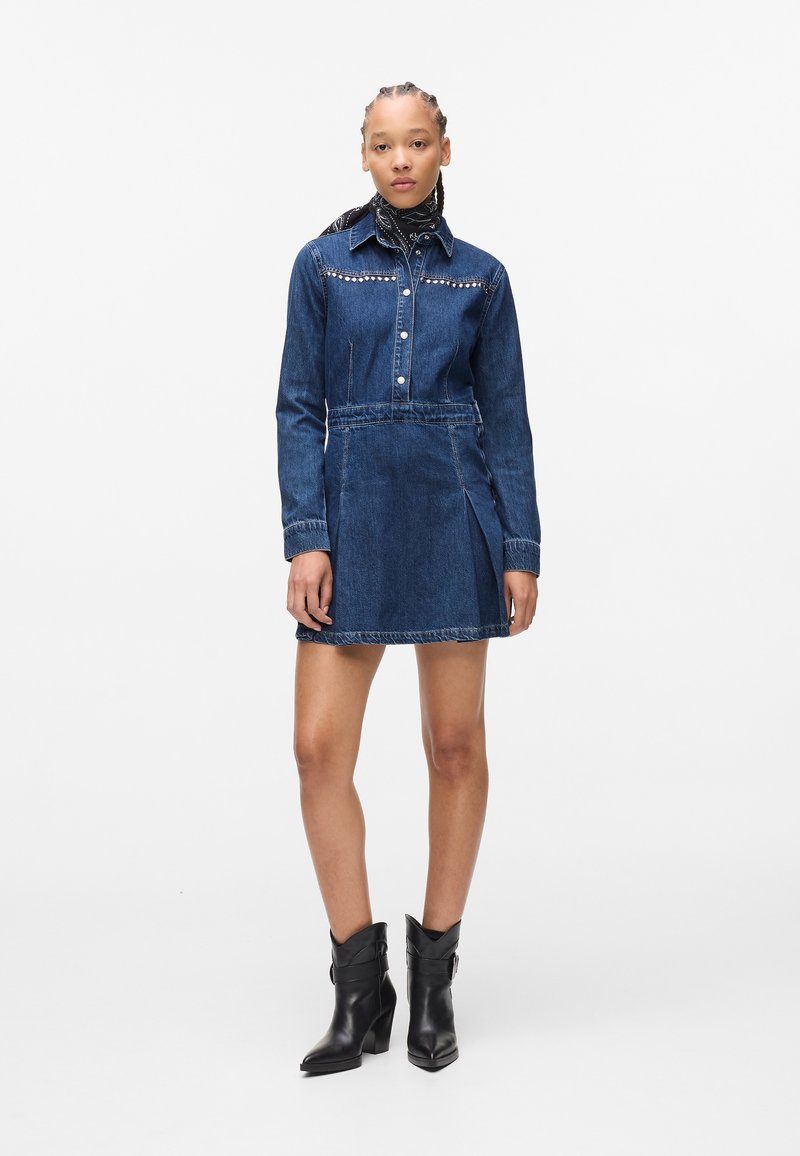 Karl Lagerfeld Jeans PLEATED DENIM - Denim dress - dark blue/dark-blue denim