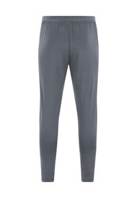 Graue Sportleggings mit einem dehnbaren Bund, glattem Stoff, schlankem Beindesign und minimalistischem Schnitt ohne Verzierungen.