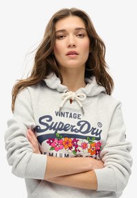 Superdry & Co VINTAGE LOGO PREMIUM FLORAL  - Hoodie - glacier grey marl