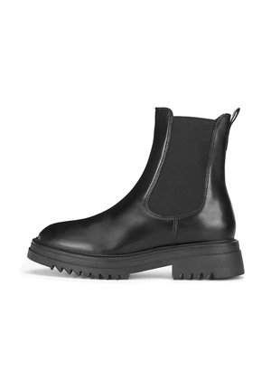 Mustad nahast Chelsea saapad on varustatud elastsete külgpaneelide, tekstuurse kummist tallaga ja tagaküljel asuva tõmbetihvtiga, mis muudab kandmise lihtsaks.