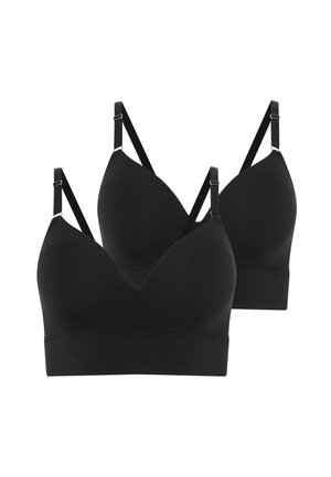 Schwarze kabellose Bh mit nahtlosem Design, V-Ausschnitt, verstellbaren Trägern und einem bequemen Bund. Set mit zwei Stück.