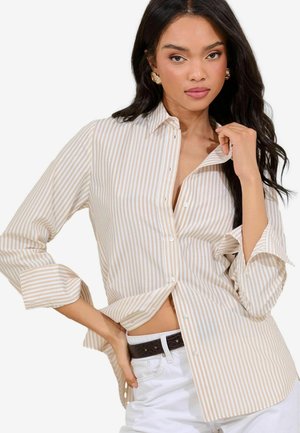 REGULAR FIT - STRIPE - Button-down blouse - camel