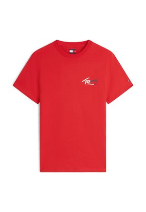 Tommy Jeans, SLIM SIGN CHEST TEE - T-shirt basique - ruby red