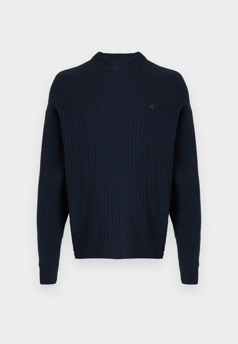 Calvin Klein Jeans VERTICAL TEXTURE CREW - Strickpullover - dark ...