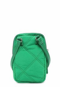 Owojuimd groene nylon handtas met twee verstelbare banden, rechthoekige vorm en bovenste ritssluiting, met een diamantpatroon steken.