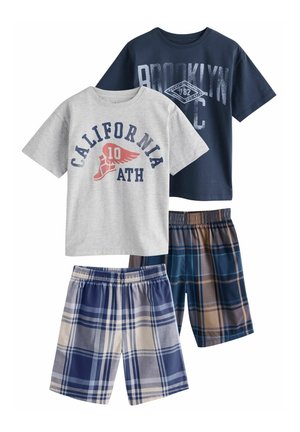 REGULAR FIT - CHECK SHORT 2 PACK SET - Nachtwäsche Set - navy  grey varsity