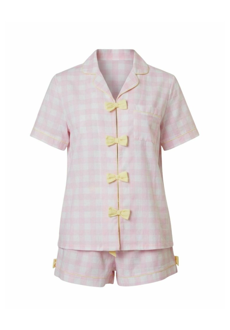 Loungeable CHECKED BOW DETAIL SHORT SLEEVE AND SET - Pyjama set - pink ...