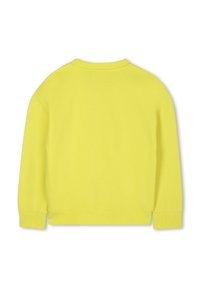 Sweat-shirt en coton jaune avec col rond et poignets côtelés. Texture lisse, manches longues et conception unie sans motifs ni accents.