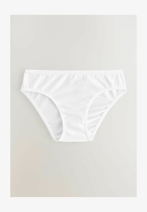 Bijeli pamučni slip s glatkom teksturom, elastičnom waistbandom i jednostavnim dizajnom. Bez vidljivih uzoraka ili metalnih dijelova.