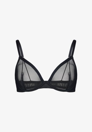 Schwarzer transparenter Mesh-BH mit Bügel, verstellbaren Schulterträgern und leicht gepolsterten Cups.