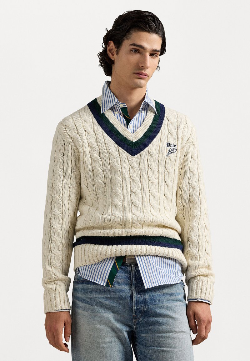 Polo Ralph Lauren - EMBROIDERED CRICKET JUMPER - Jersey de punto - cream combo, Ampliar