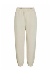 Pantalones de chándal beige con cintura elástica, piernas ajustadas y puños acanalados. Fabricados con una tela suave para mayor comodidad y facilidad de movimiento.