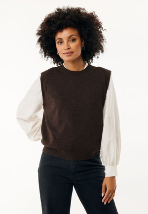 SLEEVELESS SENNA - Stickad tröja - dark brown