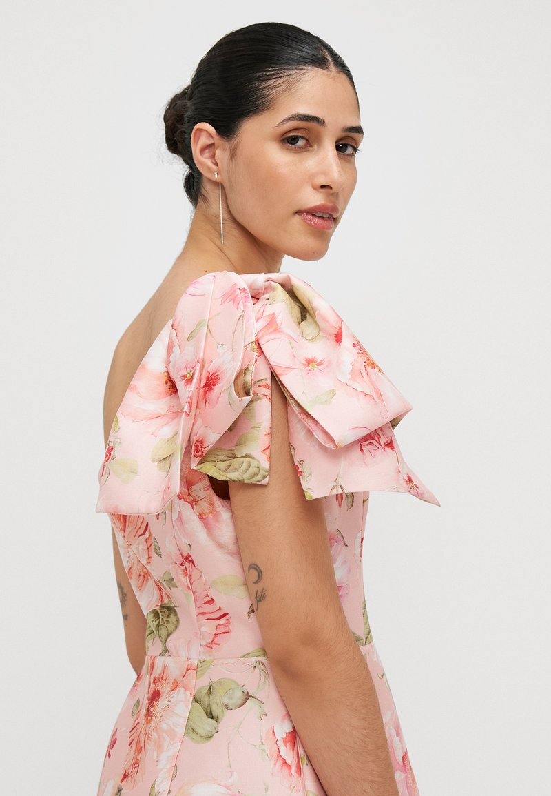 strapless open back dress Vintage Rose Off-Shoulder Bow Mini Dress