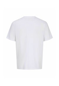 Απλό λευκό κοντομάνικο T-shirt με οβάλ λαιμόκοψη και ίσιο τελείωμα, εμφανιζόμενο από πίσω.