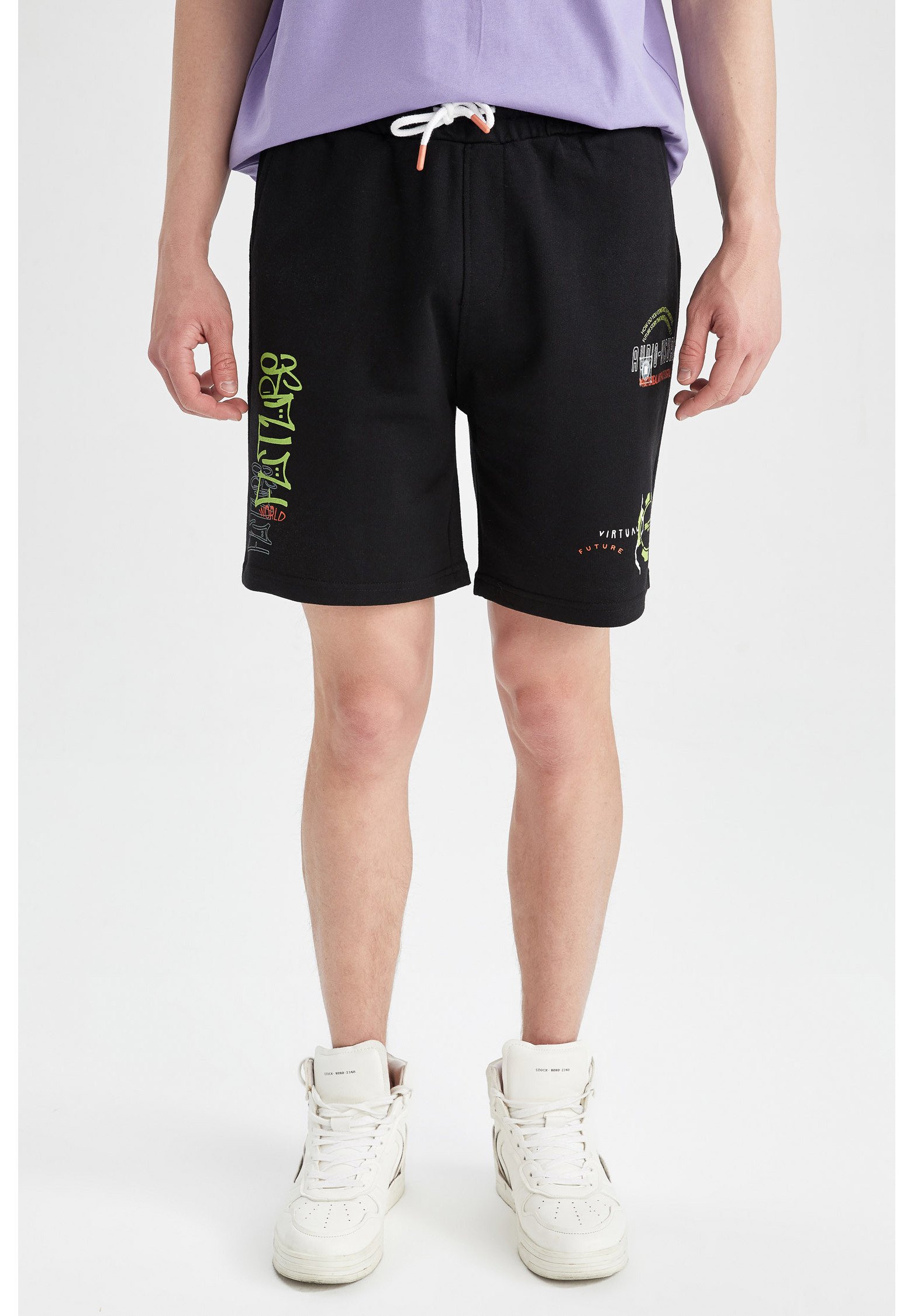 Short Homme ZOXOZ Coton/lin - Taille élastique Avec Cordon, 4 Poches, Décontracté Et Sportif