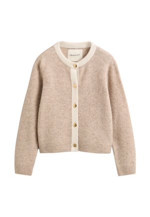 GANT, ALPACA BLEND CONTRAST CARDIGAN - Жилетка - light beige melange