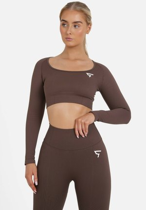 LONG SLEEVE RETAINED SEAMLESS  - Long sleeved top - dark brown