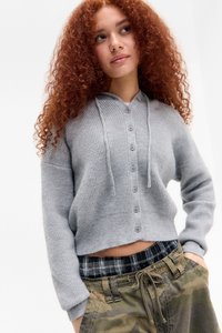 BUTTON THROUGH HOODIE - Vest - grey