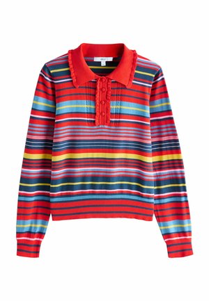 REGULAR FIT - SOFT TOUCH RICH FRILL POLO TOP - Džemperis - red multi stripe