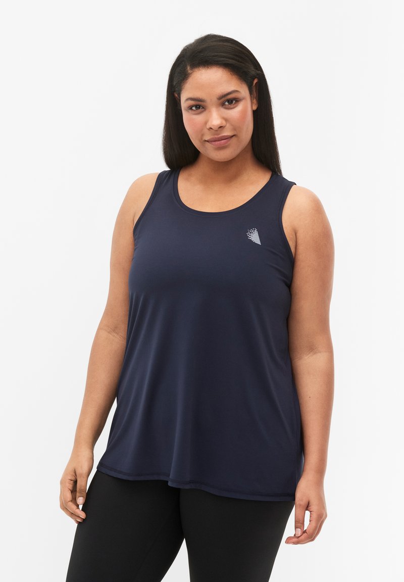 Active by Zizzi EINFARBIGES MIT RUNDHALSAUSSCHNITT - Tops - night sky